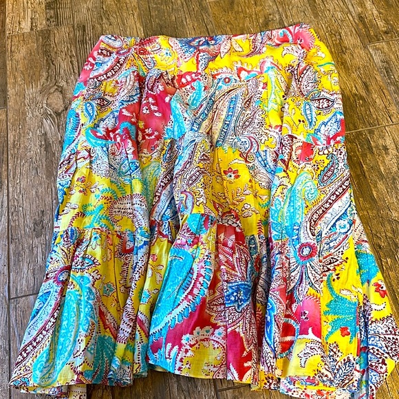 Lauren Ralph Lauren Women's Linen Skirt Geometric Hippie Colorful XL - Picture 6 of 6